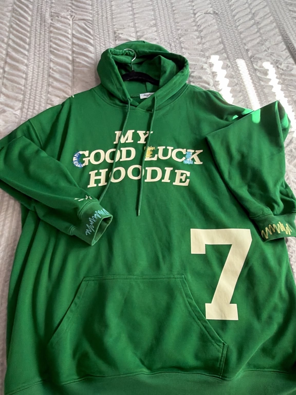 My Good Luck Hoodie Oversized Green Women's Pullover